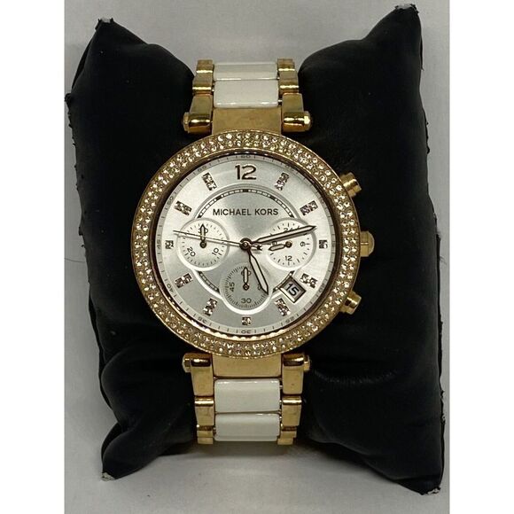 Michael Kors Parker MK5774 Women's Two-Tone Strap Analog Dial Quartz Watch VK689 - Picture 1 of 12